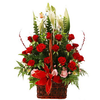 13 g�l ve g�rsel ve ilkbahar�n sonbahar�n k�� ve yaz �r�nlerinin her mevsimin g�zel �e�itli k�r �i�ekleri ile haz�rlanm�� tanzim sepet i�erisinde